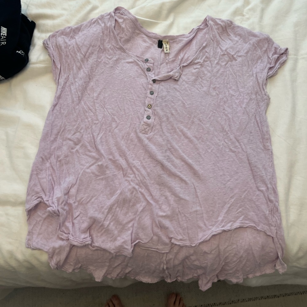Free People Henley Top in Lilac